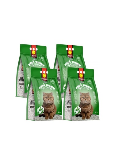 Happy Topaklanan Bentonit Natural Kedi Kumu 4 x 5 L