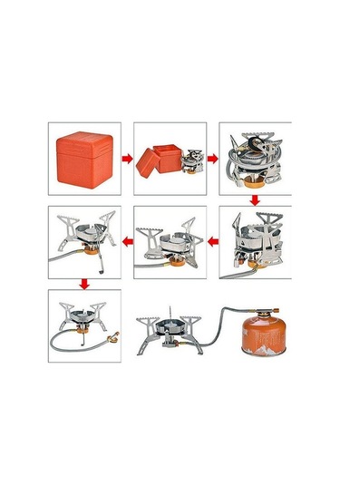 Dancemonkey Mini Split Soba, Taşınabilir Gaz Brülör, Kıvılcım, Üç Başlıklı Soba, Açık Hava Ekipmanı, Piknik, Kamp, Yürüyüş, Gümüş Gümüş