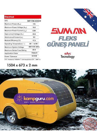 Sunman 175 Wp Flex Solar Panel - Esnek Güneş Enerji Paneli