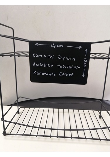 10 Adet Silinebilir Karatahta Siyah Etiket 14 x 10 CM Tel Raflar 8mm