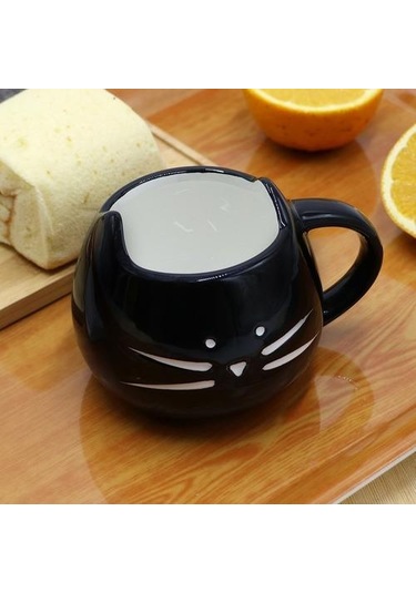 Seramik Sevimli Kedi Kupalar Kaşık Kahve Çay Süt Ile Hayvan Bardaklar Saplı 400 Ml Drinkware Güzel Hediyeler Kedi Kupa Kupa Kupa İle Kupa Siyah 07 Beyaz