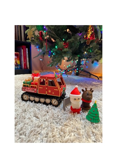 Yılbaşı Süsü Noel Baba İle Kar Küreme Aracı Yeni Yıl Hediyesi