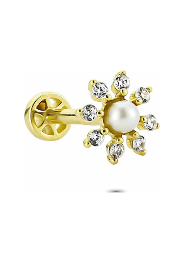 Glorria Altın İnci Tragus Piercing Altın