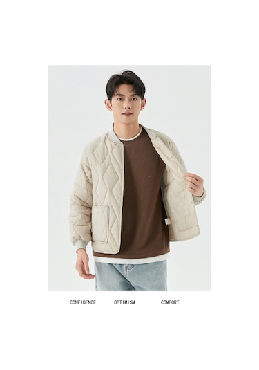 Kışlık Büyük Beden Kalın Polar Sıcak Uzun Kollu Erkek Pamuklu Ceket Haki