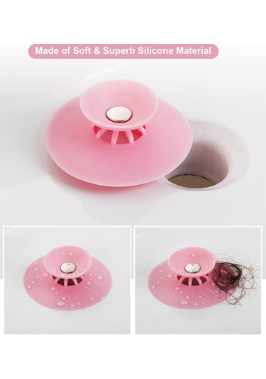 Moveevo Silikon Vana Tıkanıklık Önleyici, Basınçlı Emme Dizayni, Saç Ve Çöp Filtresi, Banyo/ Mutfak Lavaboları İçin Gri Gri