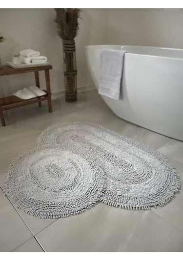 Makaroni Doğal Pamuklu 2'li Banyo Paspas Seti 60x100+50x60 Cm Bej