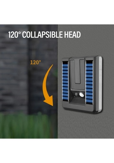 Elmpaly 1 Nolu Solar Duvar Lambası 120 İnsan Sensörlü Katlanır 3 Aydınlatma Modlu Bahçe Garaj Aydınlatma Altın