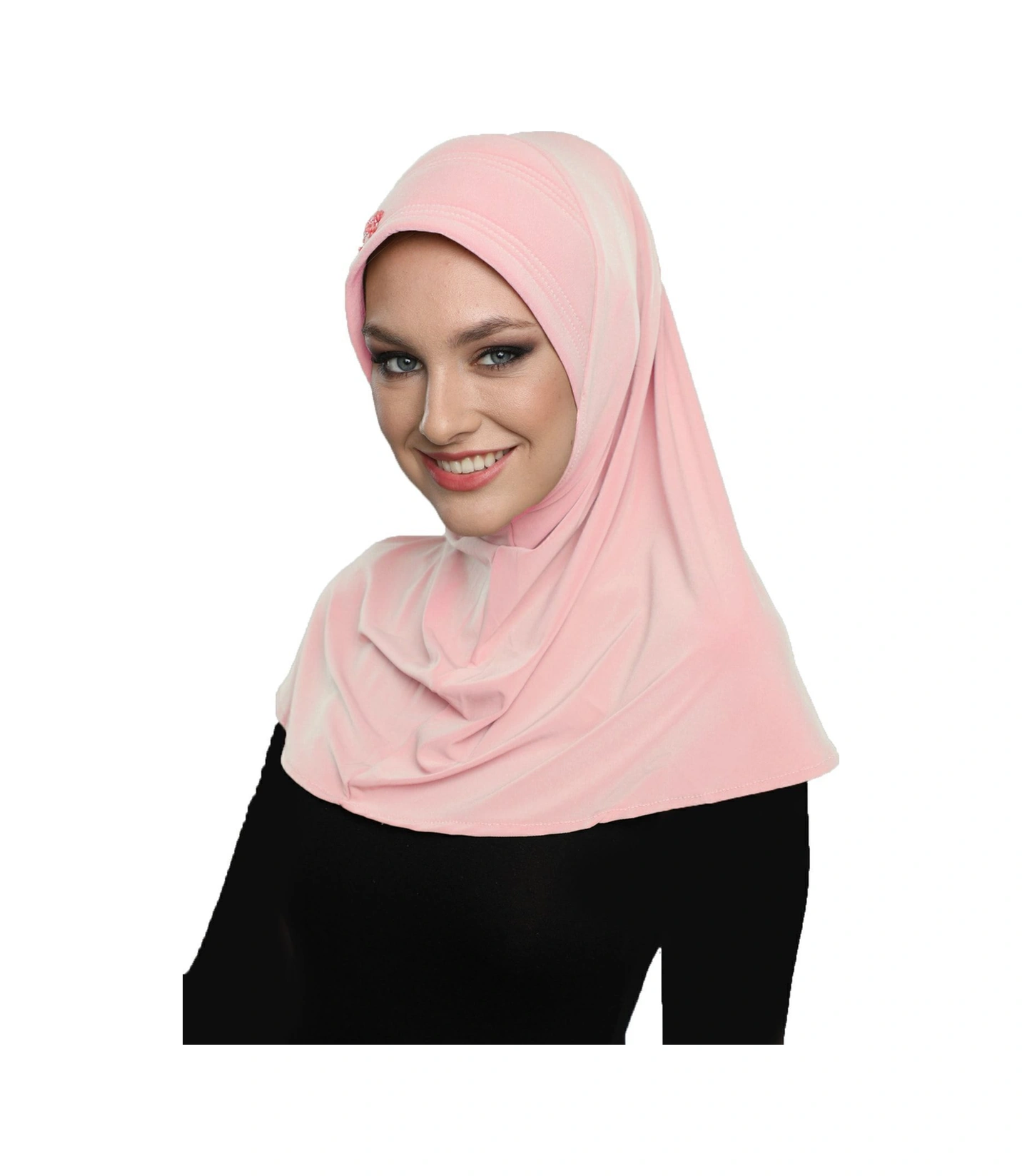 Takmatik Taşlı El Işi Boncuk Işlemeli Pudra Hazır Türban Tesettür Bone Namaz Örtüsü Pudra