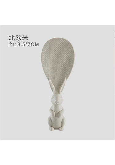 Bej 1 Adet Buğday Samanı Tavşan Kaşığı Stand Up Tavşan Pirinç Kürek Pirinç Ocak Pirinç Kaşığı Yaratıcı Yapışmaz Pirinç Karikatür Pirinç Kaşığı