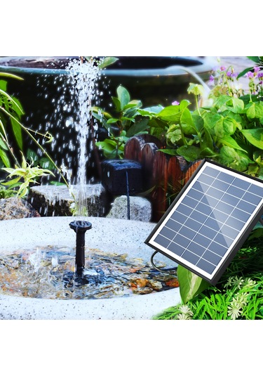 Singree Güneş Enerjili 200l/saat Debili 6.5w Çeşme Pompası - 8 Nozul Ve 6 Mod İle Kuş Banyosu/bahçe/havuz İçin