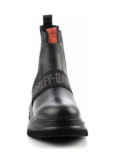 Harley Davidson Polperro Siyah Deri Erkek Bot Postal Ayakkabı Siyah