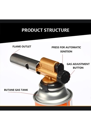 Createtech Elektronik Ateşleme Bakır Alev Bütan Gaz Brülörü Tabancası, Kamp Piknik Barbekü Kaynak Ekipmanları Çok Renkli