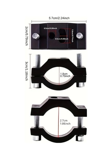 Hightower Siyah 1 Adet Evrensel Motosiklet Sis Farı Tutucu 18-27mm Ayarlanabilir Alyan Anahtarlı