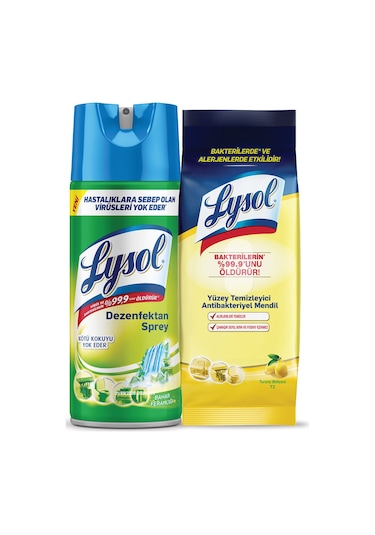 Lysol Dezenfektan Sprey Bahar Ferahlığı 400 ML + Antibakteriyel Islak Mendil 72’li