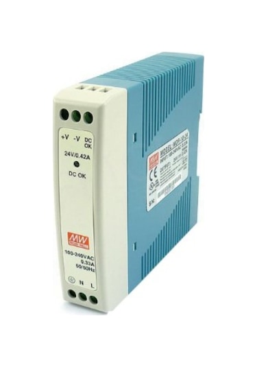 Mean Well Mdr-010-24 24vdc 0.42a Ray Montaj Güç Kaynağı Gri