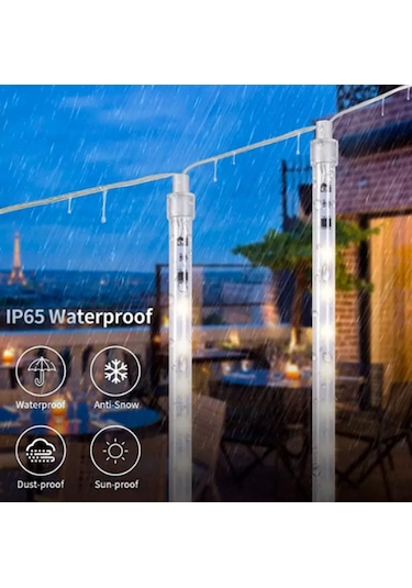 Güneş Enerjili Beyaz 8 Tüplü Bahçe-noel Ağacı-yılbaşı Dekor Süs Beyaz