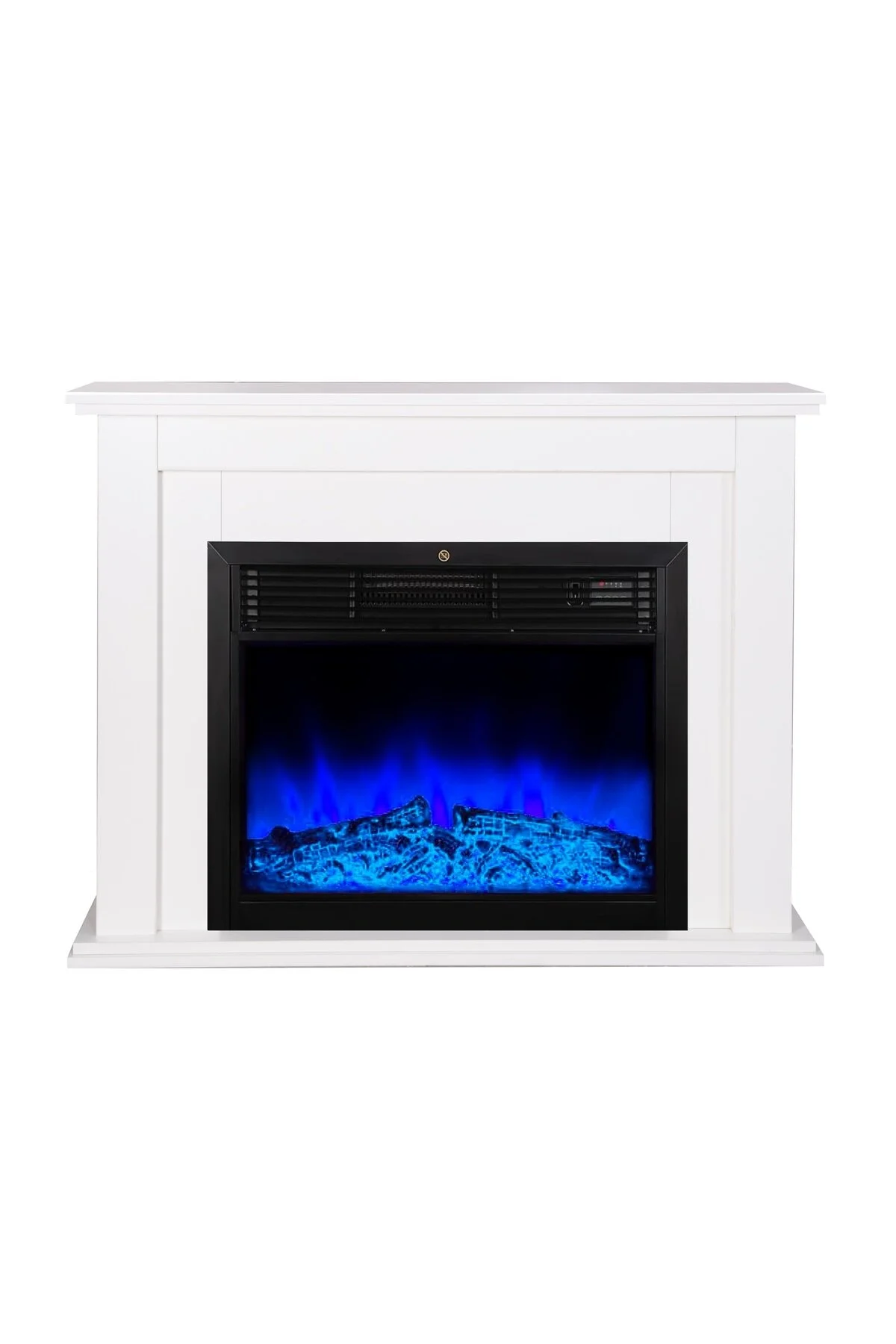 Tektes Kasalı 115 CM Krem Kasalı 8 Renkli Alev Sesli Bluetoothlu Wifi Uygulamalı Elektrikli Şömine