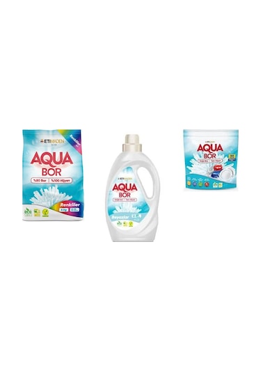 Aquabor Doğal Mineralli 4 Kg Renkliler + Sıvı Beyaz + Tablet 3 Lü Set