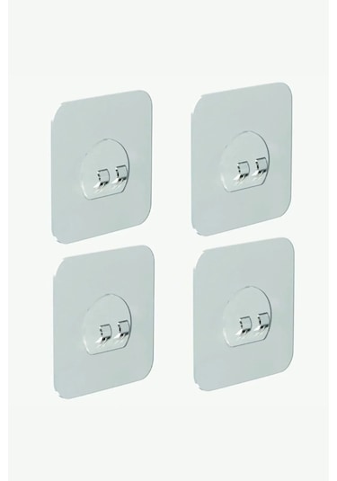 Corelle Kitchen Süper Güçlü Yapışkanlı Banyo Askısı Yedek 4 Adet Sticker Raf Tutucu Askı Şeffaf