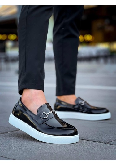 Bağcıksız Siyah Rugan G Günlük Erkek Ayakkabısı Siyah3 Siyah