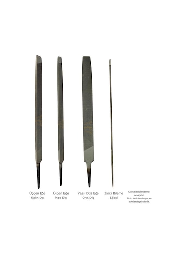 Sgs Üçgen Eğe Seti Kalın Dişli - 130-150-180-200 Mm. - 4 Parça