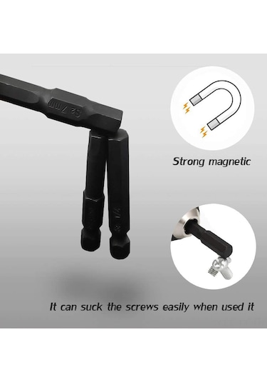 Teltree 10 Parça Siyah Inçli Magnetik Tornavida Ucu Seti - 1/4" Altıgen Sap, 50mm Uzunluk, Dayanıklı Malzeme, Profesyonel Ve Dıy Kullanıma Uygun