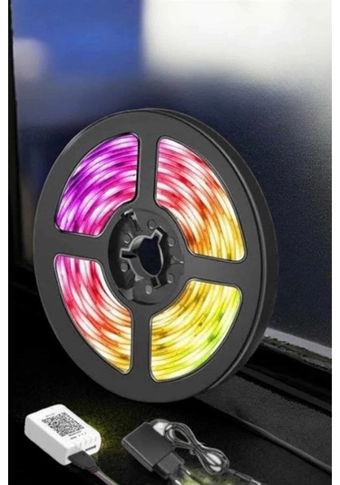 Bfs 5 Metre Şerit Led Rgb Işıklı Kumandalı Güç Adaptörü Her Ortama Uygun Çok Renkli