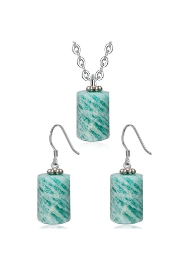 Sertifikalı Doğal Akuamarin Taşı Doğal Taş Kolye Küpe Seti Çok Renkli