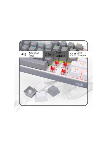 Redragon K616 Fizz Pro%60 3 Mod Kablolu, 2.4 Ghz Kablosuz, Blueto