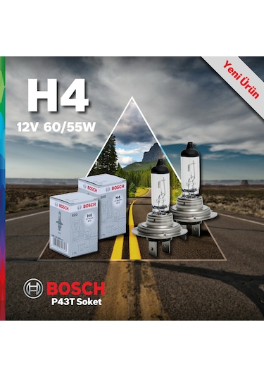 Bosch H4 12V 60/55W P43T Far Ampulü 2 Adet