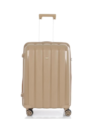 Mçs Bavul Orta Ve Kabin 2li Set Kırılmaz Silikon Valiz V305 Şampanya Şampanya