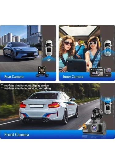 Createtech 3 Kamera 1080p Araç Dvr I, Wifi Özellikli, 64gb, 2 Lens Ön Kamera, X01-no Wifi-3cam