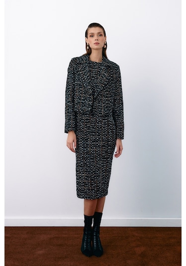 Sateen Kolsuz Tüvit Kalem Elbise - Siyah-135068 Siyah