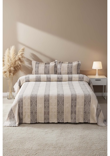 Serena Cappucino Çift Kişilik Yatak Örtüsü Takımı 3 Parça Uyku & Çeyiz Seti Krem