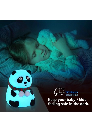 Panda Gece Lambası Dokunmatik Sensörlü Renkli Çocuklar İçin Gece Işıkları Masa Lambası Çok Renkli