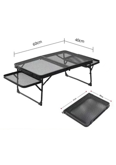 Taşınabilir Katlanır Kamp Masası Hafif, Dayanıklı, File Yüzeyli Outdoor Piknik Masası Siyah