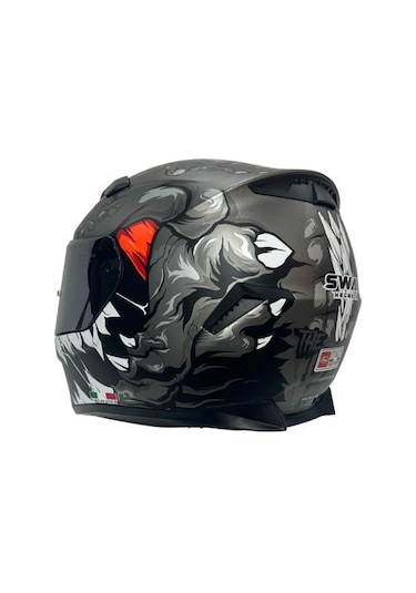 Sway Sw-820 Monster Full Face Kapalı Kask Beyaz - Siyah