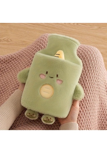 Elmpaly Pembe Beyaz Tavşan Pvc Astarlı 33.81 Onsluk Isıtmalı Sevimli Tüylü Menstruasyon Sürahi Hızlı Isınma Antrasit