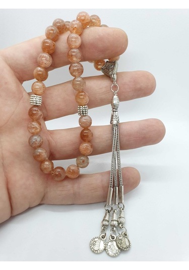 Sertifikalı Güneş Doğal Taş Tesbih 8 Mm Bal Renk