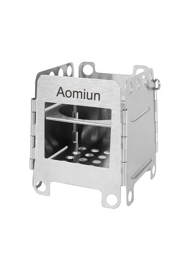 Aomiun-taşınabilir Paslanmaz Çelik Kamp Sobası Hafif Katlanır,yb25086s Gümüş