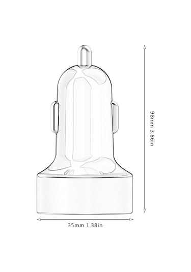 Hy-36 Çift Usb Araç Şarj Cihazı Metal Alüminyum Renkli Yan Çift Usb Şarj Cihazı - Gümüş Rengi
