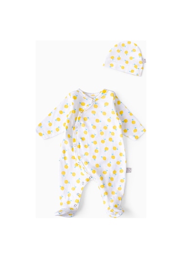Boumini Bebek Patikli Tulum Şapka Set Limonlar-sarı Sarı