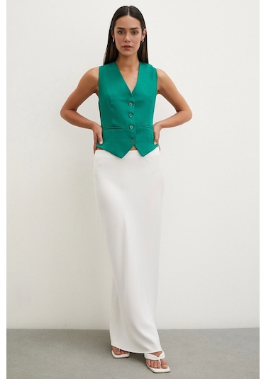 Never More Düğmeli Yelek Yeşil
