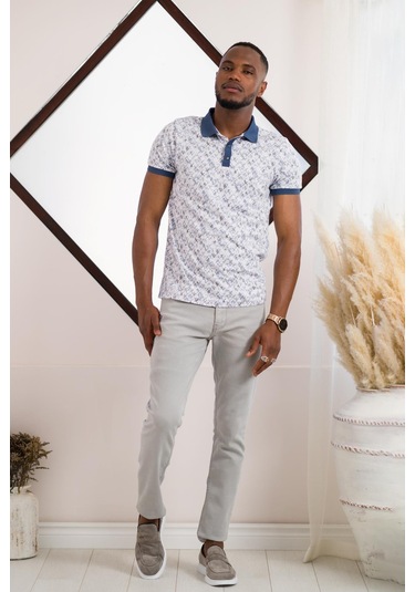 Polo Yaka Dynamıc Fit Baskı Desenli Çıt Çıt Detaylı Kısa Kol Erkek Yazlık T-shirt 001