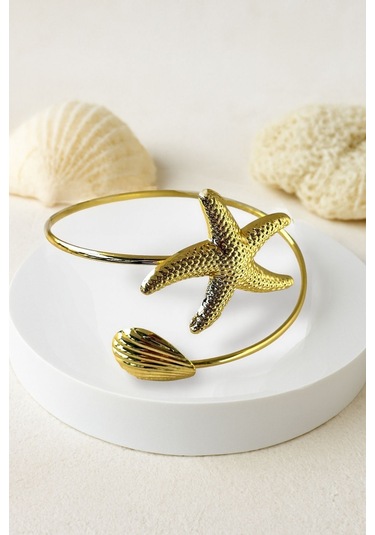 Gold Deniz Yıldızı Pazu Bandı Üst Kol Bilekliği Ayarlanabilir Gold