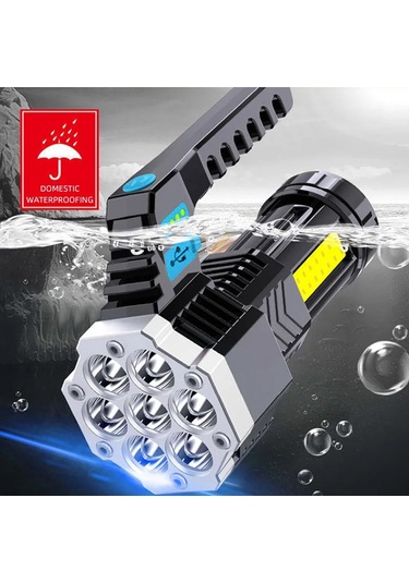 Dongjing Yüksek Güç Şarj Edilebilir Led El Fenerleri 7led Kamp Siyah