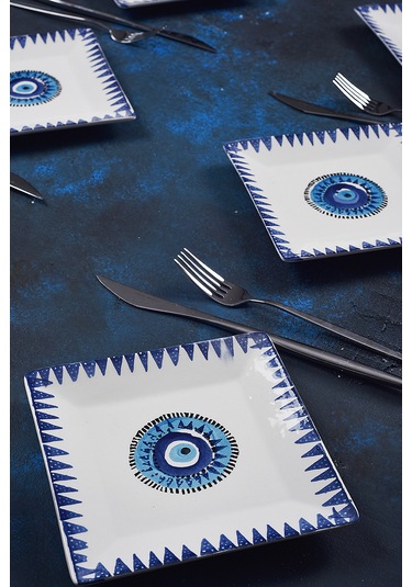 Piatti Naturali 6'lı Nazar Tatlı Tabak Seti Sunum Servis Pasta 15 Cm