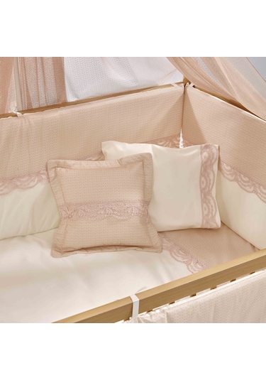 Meltem Kids Mondo Sallanır Ahşap Anne Yanı Beşik - 60x120 CM (Naturel-Pembe) Pembe