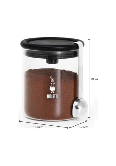 - Kahve Saklama Kavanozu - 250gr - Silikon Contalı Hava Geçirmez Kapak - Paslanmaz Ölçü Kaşığı - Cam Kavanoz