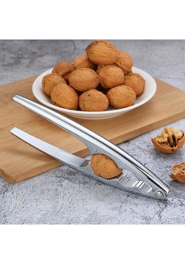 Fındıkkıran Zahmetsizce Çatlak Fındık Ergonomik Saplı Paslanmaya Dayanıklı Dişli Klip Toka Kaymaz Paslanmaz Çelik Ceviz Kraker Aracı Gümüş